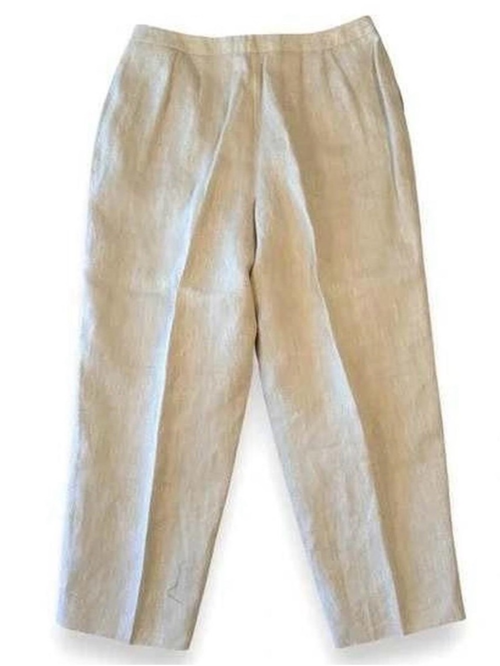 Talbots Cropped Linen Pants - Natural Beige